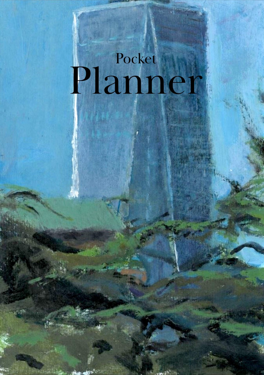 Front cover of the 2027 pocket planner, featuring Muzzammil Mehdi’s Landforms painting